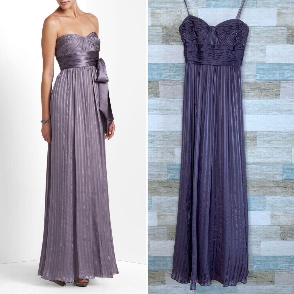 BCBGMaxazria Pure Silk Alicia Bridesmaid Gown Wisteria Purple Evening Womens 0 2